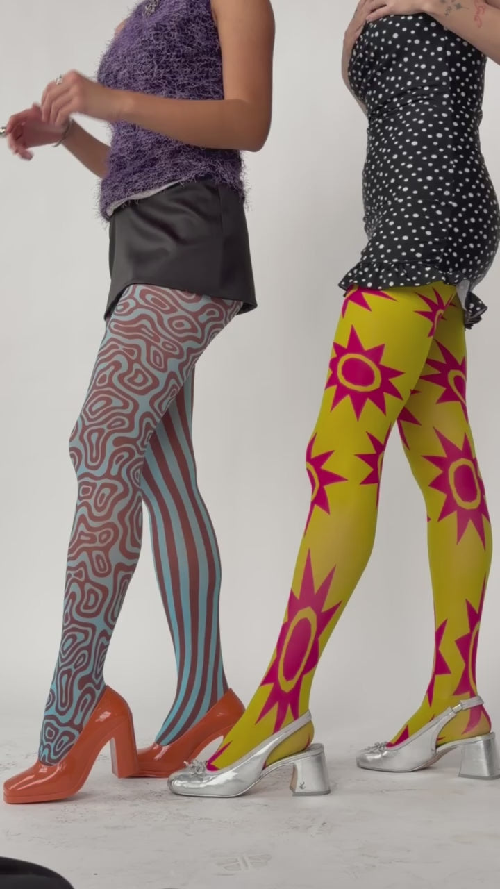 Ulta Pulta Tights - Blue & Brown